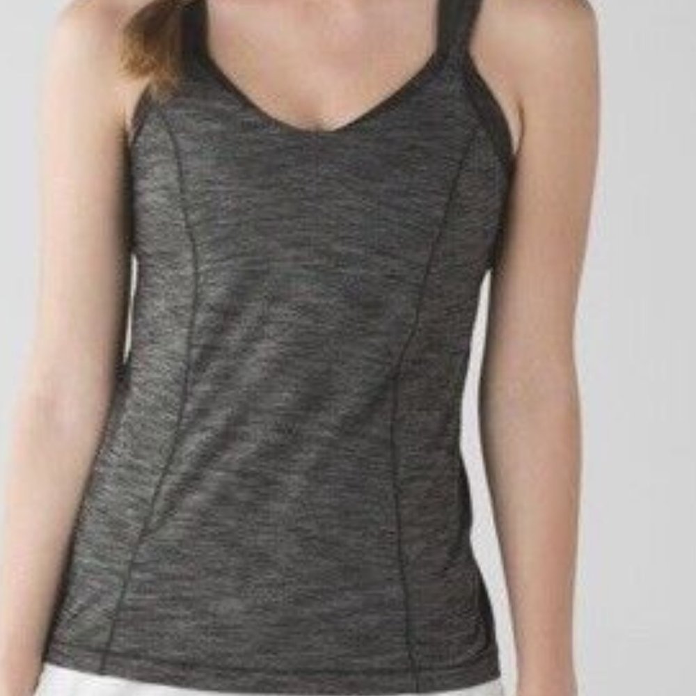 Lululemon “Run For The Gold” Tank Heather Gator Green Camo Bra Size 4